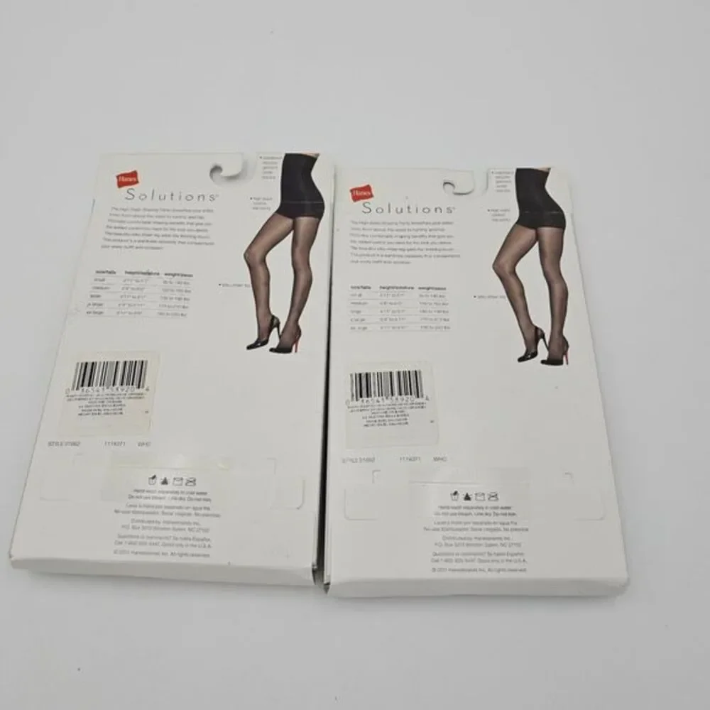2- Beige Small Pantyhose Hanes‎ Solutions High Waist Silky Sheer Control Top